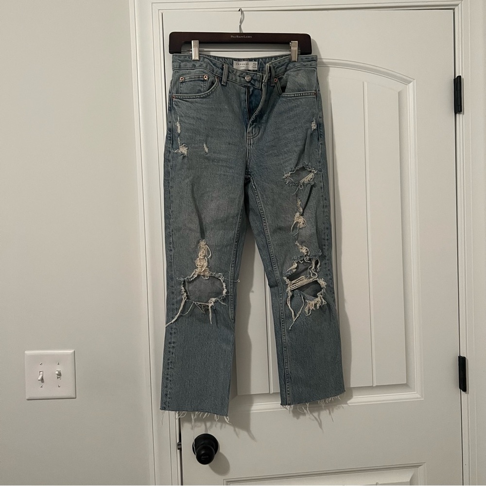 TopShop destroyed high waist ankle cut jeans